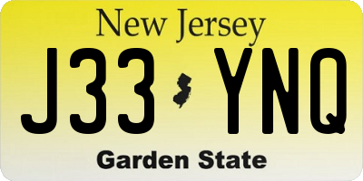 NJ license plate J33YNQ