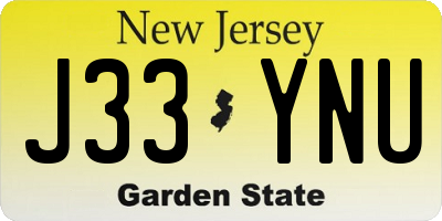 NJ license plate J33YNU