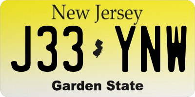 NJ license plate J33YNW