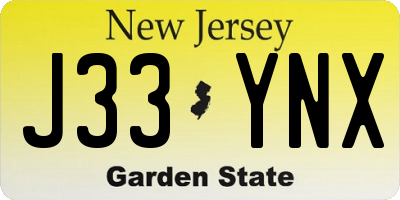 NJ license plate J33YNX