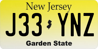 NJ license plate J33YNZ