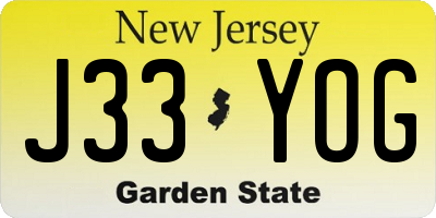 NJ license plate J33YOG