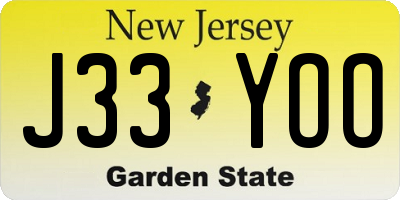 NJ license plate J33YOO