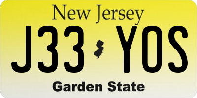 NJ license plate J33YOS