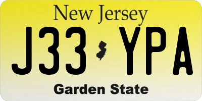 NJ license plate J33YPA