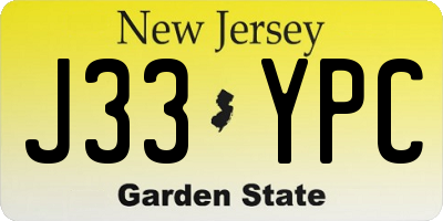 NJ license plate J33YPC
