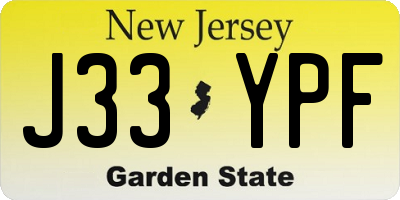 NJ license plate J33YPF