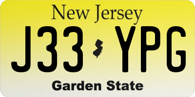 NJ license plate J33YPG