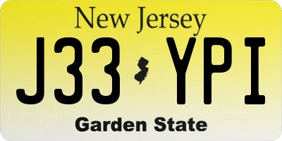 NJ license plate J33YPI