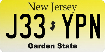 NJ license plate J33YPN