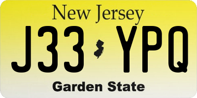 NJ license plate J33YPQ