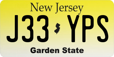 NJ license plate J33YPS