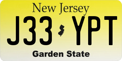 NJ license plate J33YPT