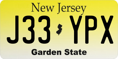 NJ license plate J33YPX