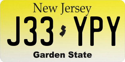 NJ license plate J33YPY