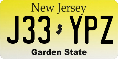 NJ license plate J33YPZ