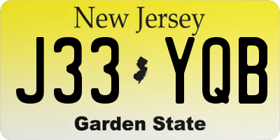 NJ license plate J33YQB