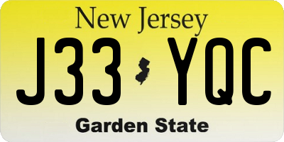 NJ license plate J33YQC