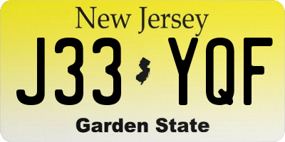 NJ license plate J33YQF