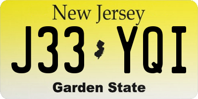 NJ license plate J33YQI