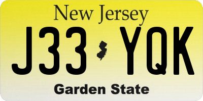 NJ license plate J33YQK