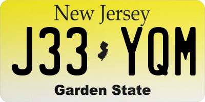 NJ license plate J33YQM