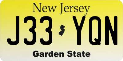 NJ license plate J33YQN