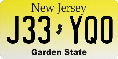 NJ license plate J33YQO