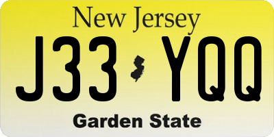 NJ license plate J33YQQ