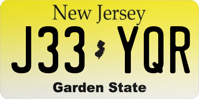 NJ license plate J33YQR