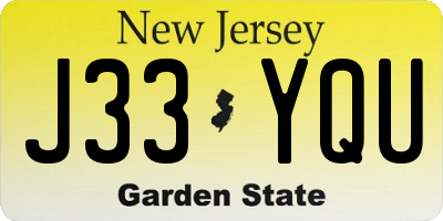 NJ license plate J33YQU