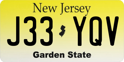 NJ license plate J33YQV