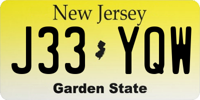 NJ license plate J33YQW