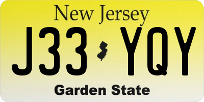 NJ license plate J33YQY