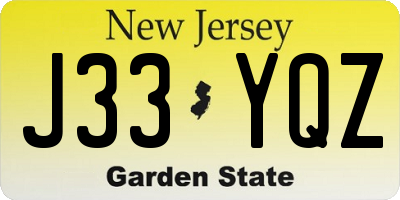 NJ license plate J33YQZ