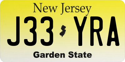 NJ license plate J33YRA