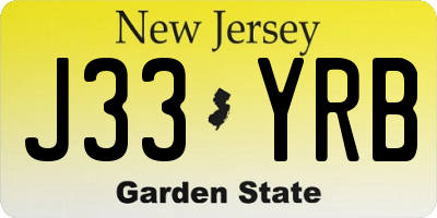 NJ license plate J33YRB