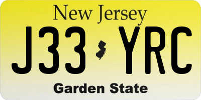 NJ license plate J33YRC