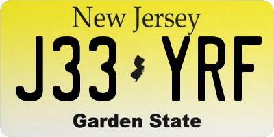 NJ license plate J33YRF