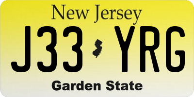 NJ license plate J33YRG