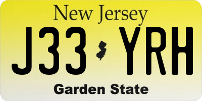 NJ license plate J33YRH