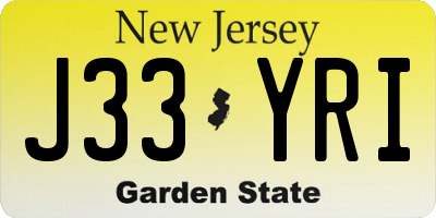 NJ license plate J33YRI