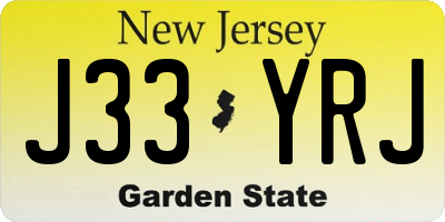 NJ license plate J33YRJ