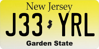 NJ license plate J33YRL