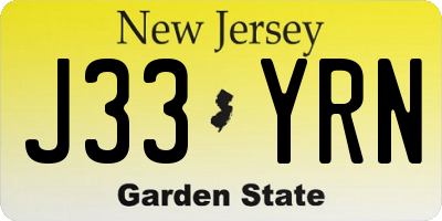 NJ license plate J33YRN