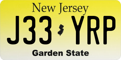 NJ license plate J33YRP