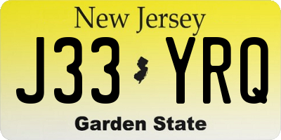 NJ license plate J33YRQ