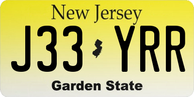 NJ license plate J33YRR