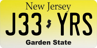 NJ license plate J33YRS