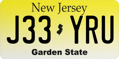 NJ license plate J33YRU